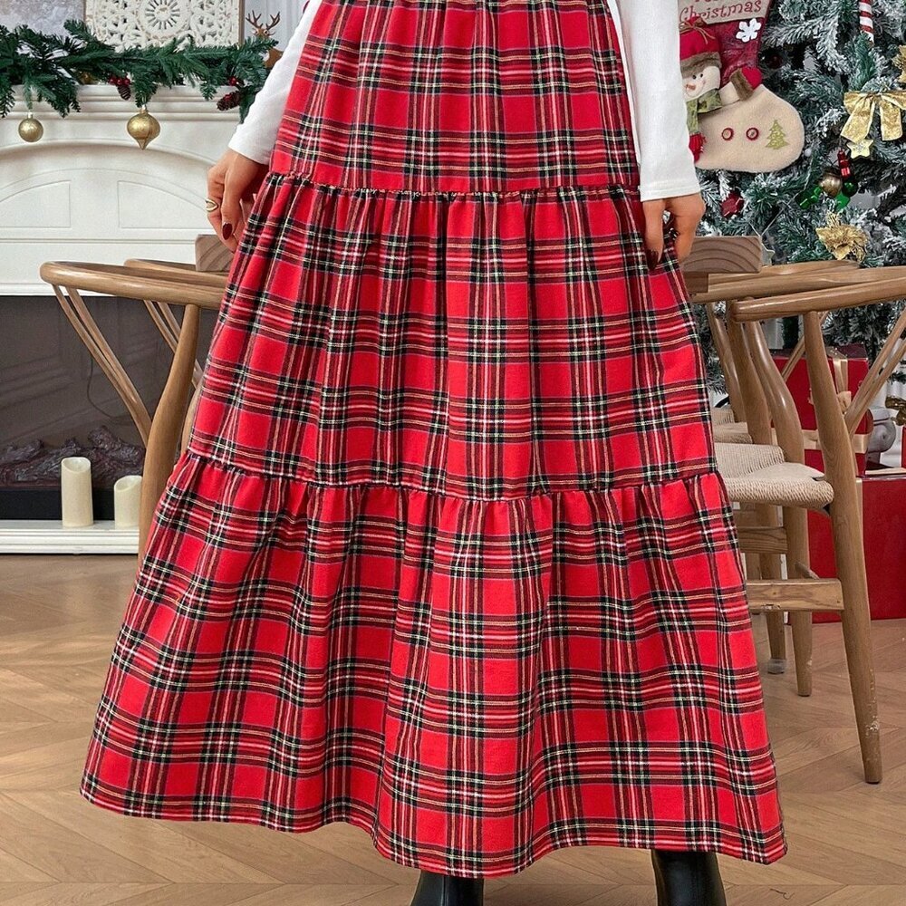 Multicolor Chic Women's Plaid Checkered Christmas Skirt - Picture 9 of 10